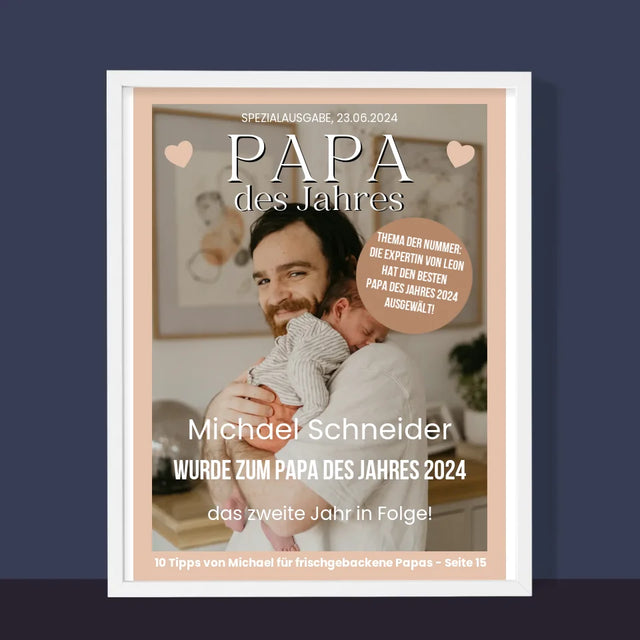 Magazin-Cover: Papa Des Jahres - Druck Mit Rahmen 30X40