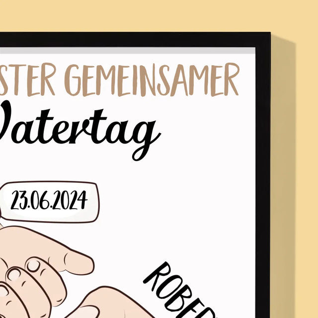 Name Und Unterschrift: Erster Gemeinsamer Vatertag - Druck Mit Rahmen 30X40