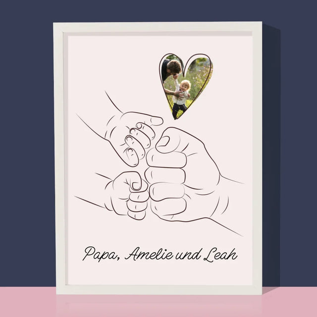 Foto Und Unterschrift: Papa Baby Hand - Druck Mit Rahmen 30X40