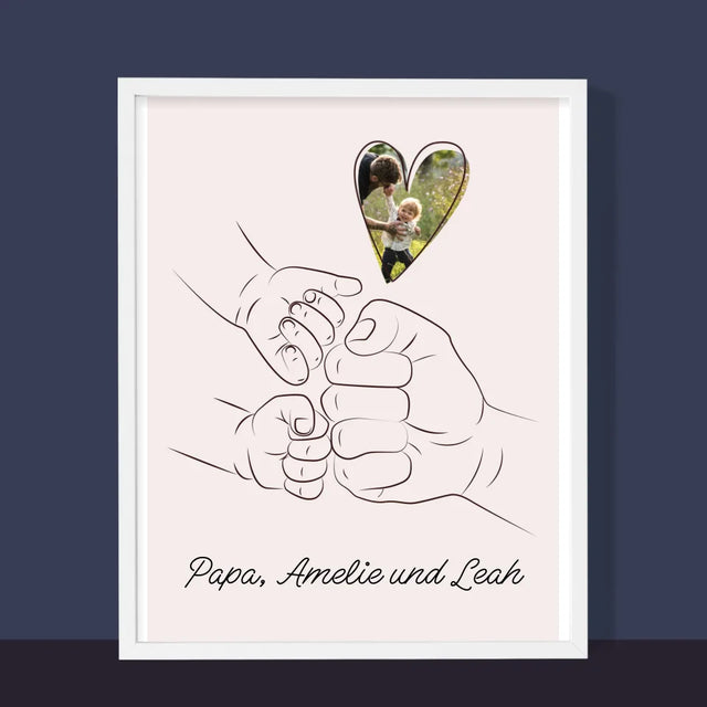 Foto Und Unterschrift: Papa Baby Hand - Druck Mit Rahmen 30X40