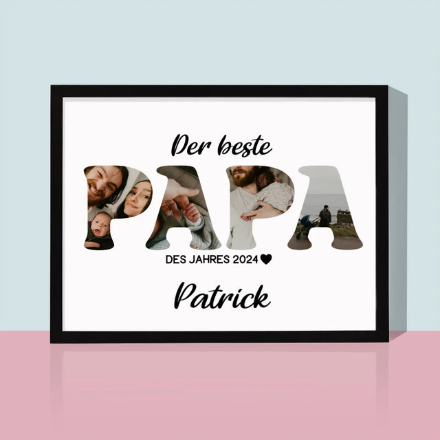 Buchstaben-Collage: Bester Papa Des Jahres - Druck Mit Rahmen 30X40