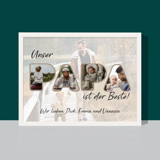 Buchstaben-Collage: Unser Papa Ist Der Beste - Druck Mit Rahmen 30X40