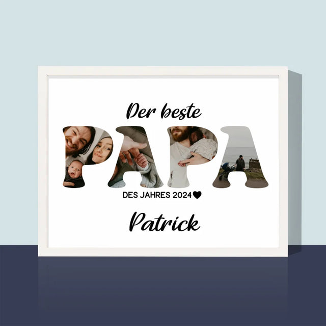 Buchstaben-Collage: Bester Papa Des Jahres - Druck Mit Rahmen 30X40