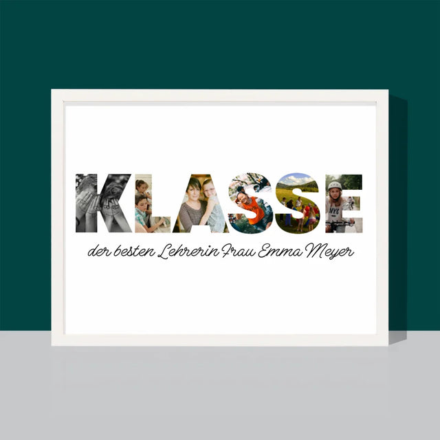 Buchstaben-Collage: Klasse - Druck Mit Rahmen 30X40