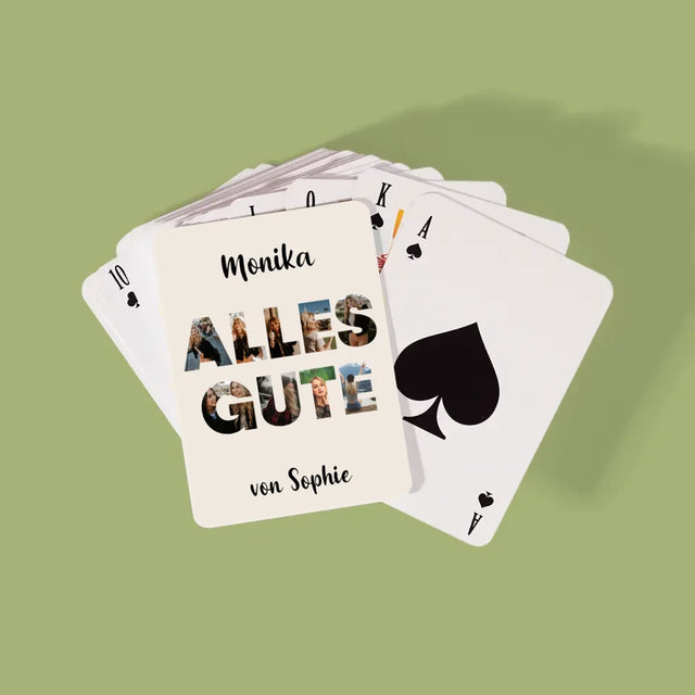 Buchstaben-Collage: Alles Gute - Spielkarten