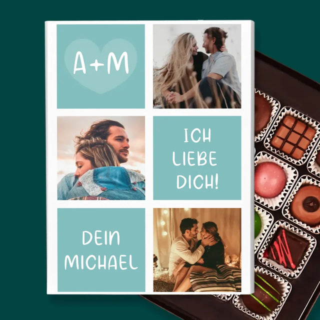 Fotocollage: Ich Liebe Dich Initialen - Pralinen