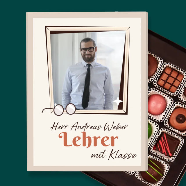 Foto Und Unterschrift: Lehrer Mit Klasse - Pralinen