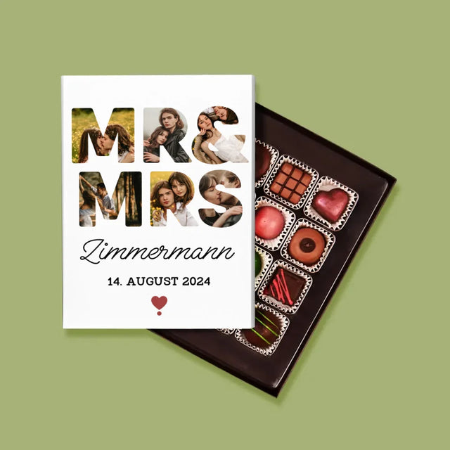 Buchstaben-Collage: Mr&Mrs - Pralinen