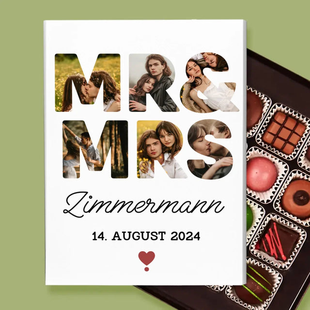 Buchstaben-Collage: Mr&Mrs - Pralinen