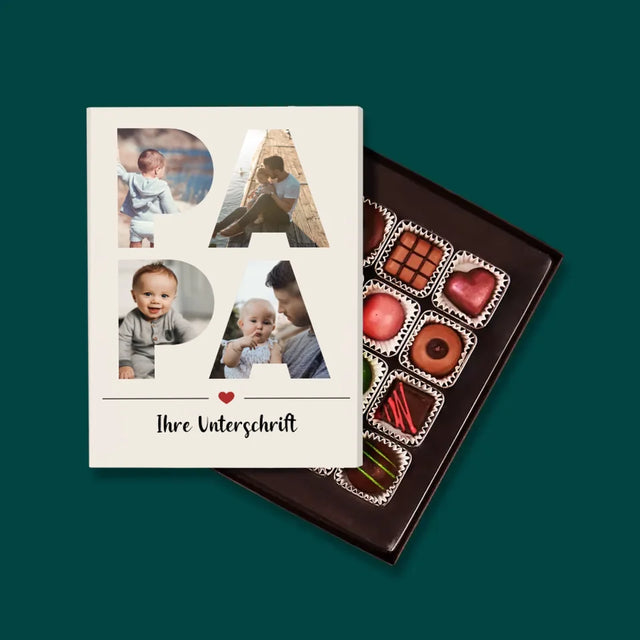 Buchstaben-Collage: Papa - Pralinen