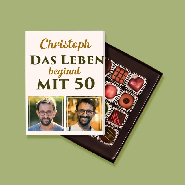 Buchstaben-Collage: 50 Jahre Alt - Pralinen