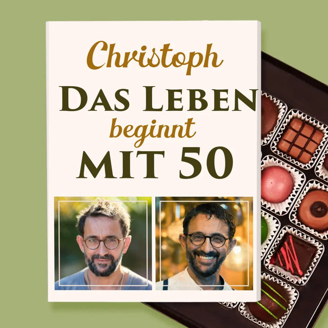 Buchstaben-Collage: 50 Jahre Alt - Pralinen