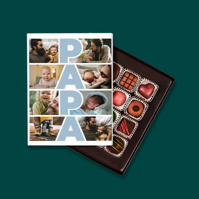 Fotocollage: Aufschrift Papa - Pralinen