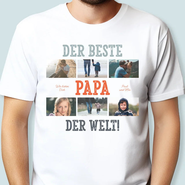 Fotocollage: Bester Papa Der Welt Fotos - T-Shirt Für Herren