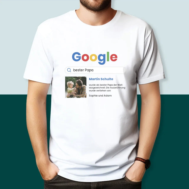 Foto Und Unterschrift: Bester Papa Google-Suche - T-Shirt Für Herren