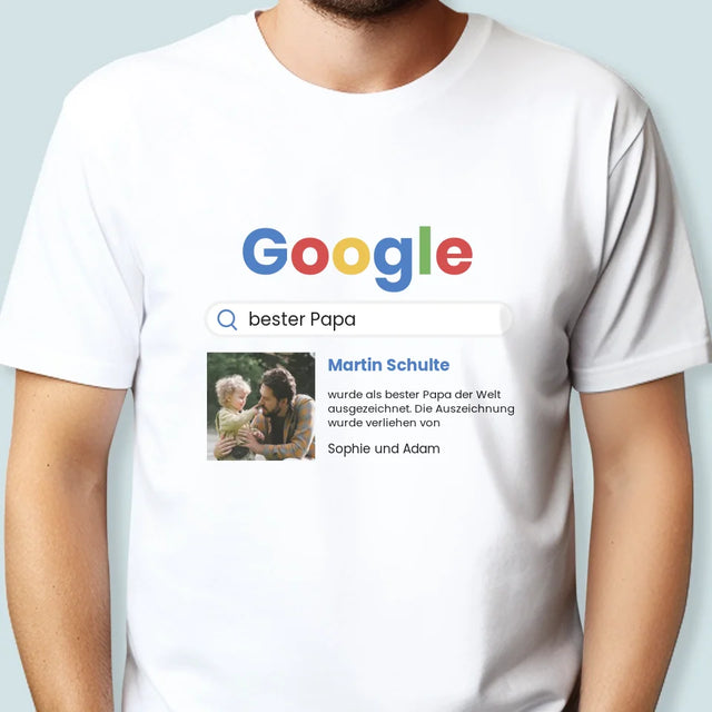 Foto Und Unterschrift: Bester Papa Google-Suche - T-Shirt Für Herren