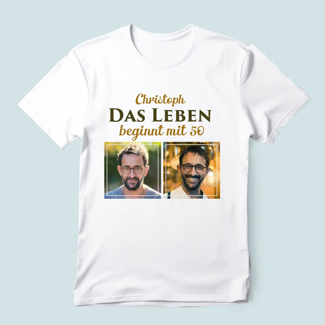 Fotocollage: Das Leben Beginnt Mit 50 - T-Shirt Für Herren