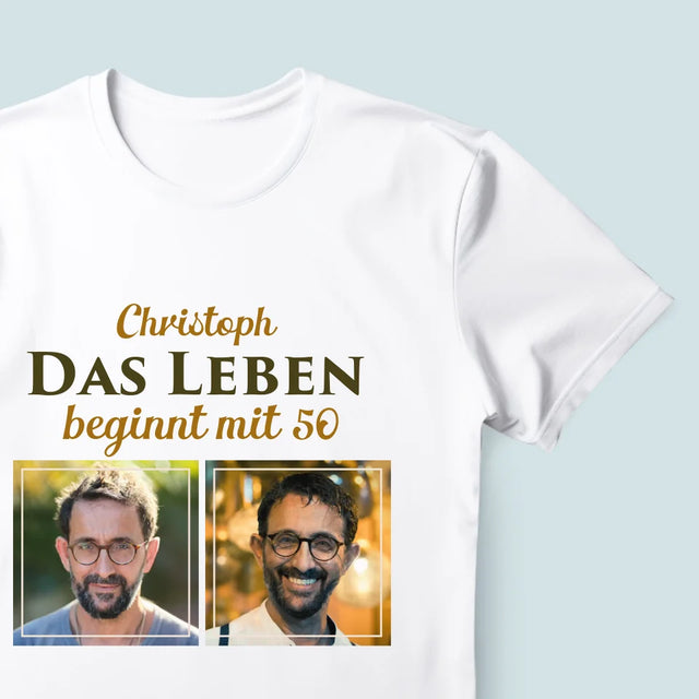 Fotocollage: Das Leben Beginnt Mit 50 - T-Shirt Für Herren