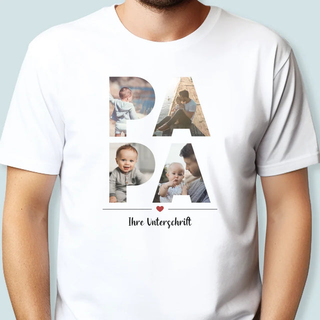 Buchstaben-Collage: Papa - T-Shirt Für Herren