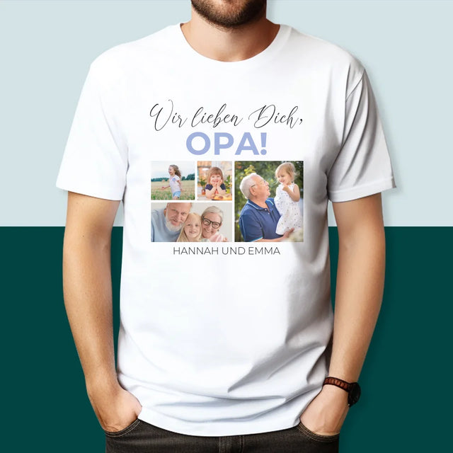 Fotocollage: Wir Lieben Dich, Opa! - T-Shirt Für Herren