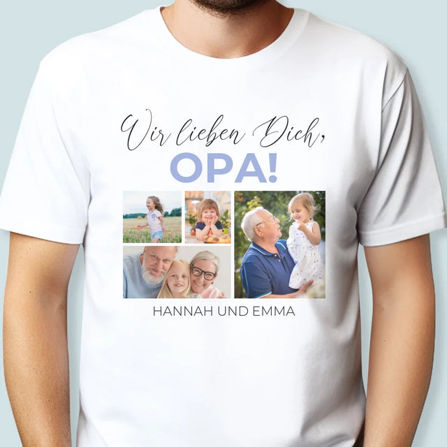 Fotocollage: Wir Lieben Dich, Opa! - T-Shirt Für Herren