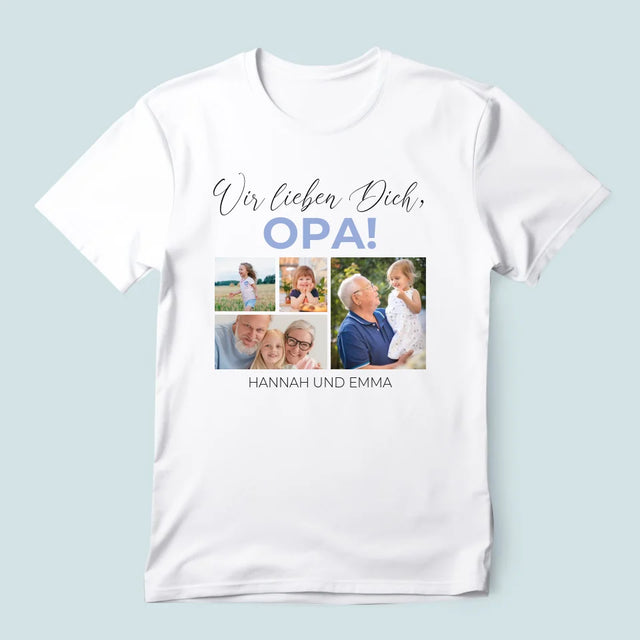 Fotocollage: Wir Lieben Dich, Opa! - T-Shirt Für Herren