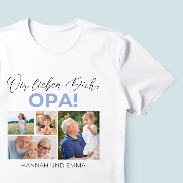 Fotocollage: Wir Lieben Dich, Opa! - T-Shirt Für Herren