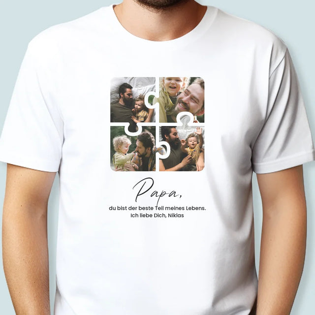 Fotocollage: Puzzle Fotos Für Papa - T-Shirt Für Herren