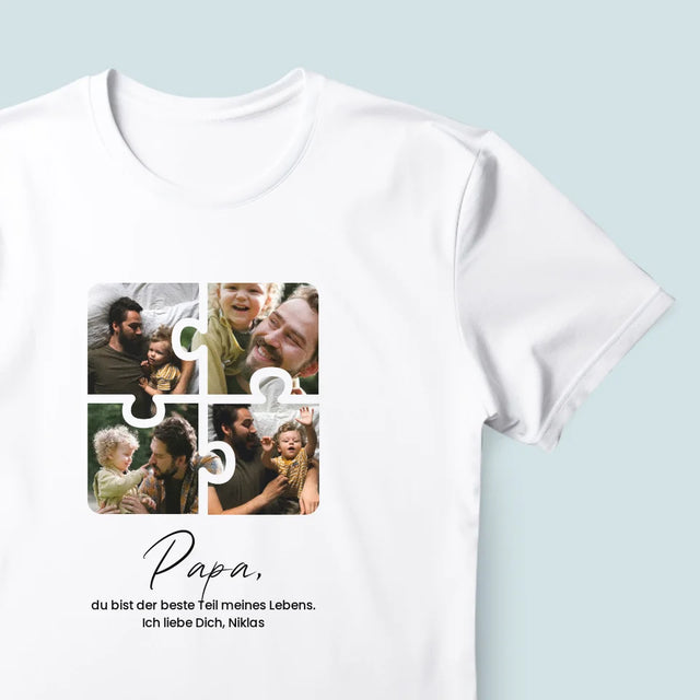 Fotocollage: Puzzle Fotos Für Papa - T-Shirt Für Herren