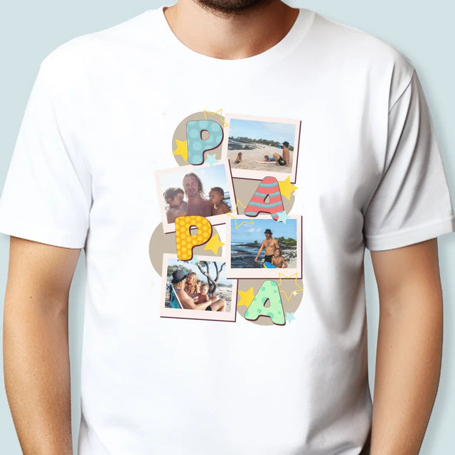 Fotocollage: Buchstaben Papa - T-Shirt Für Herren