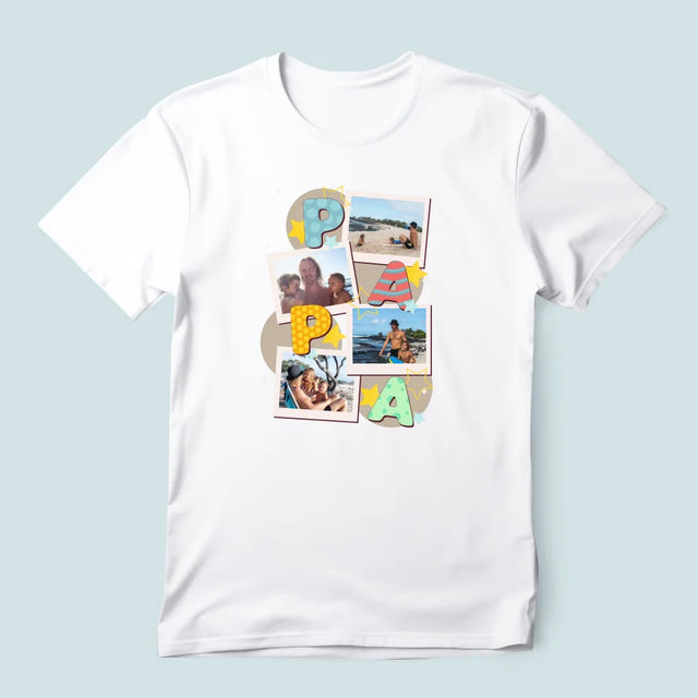 Fotocollage: Buchstaben Papa - T-Shirt Für Herren