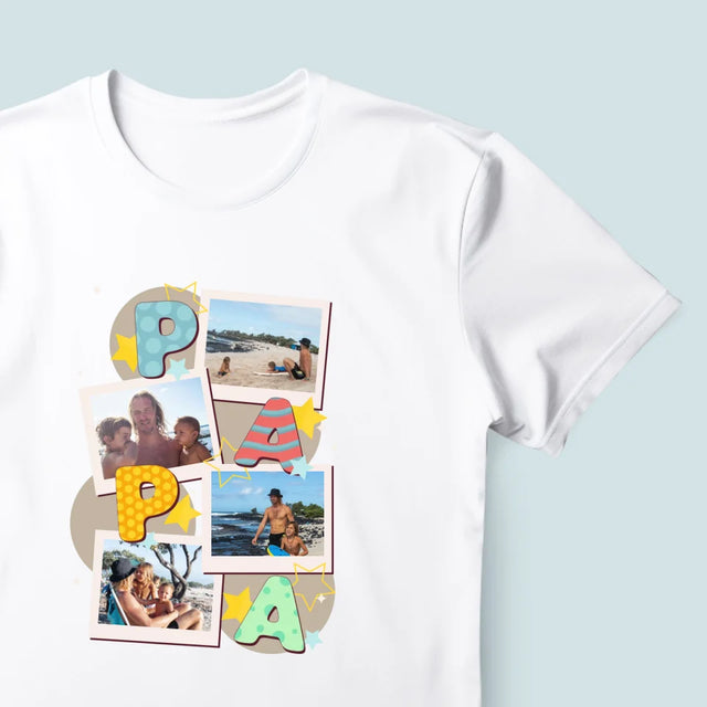 Fotocollage: Buchstaben Papa - T-Shirt Für Herren