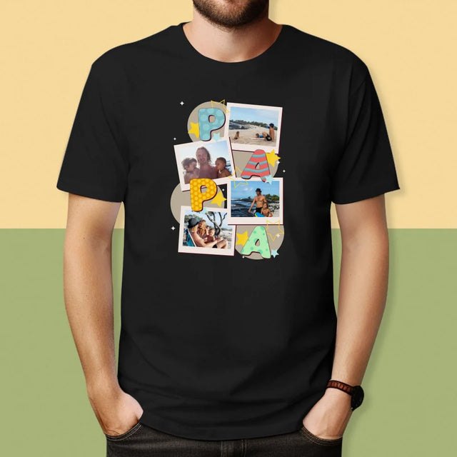 Fotocollage: Buchstaben Papa - T-Shirt Für Herren