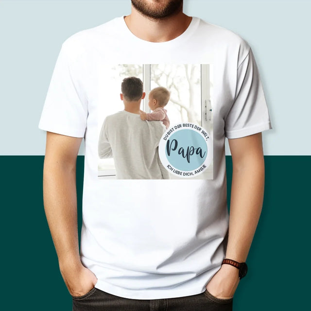 Foto Und Unterschrift: Der Beste Der Welt Papa - T-Shirt Für Herren