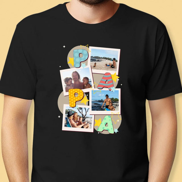 Fotocollage: Buchstaben Papa - T-Shirt Für Herren