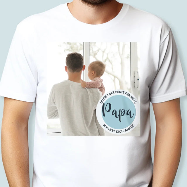 Foto Und Unterschrift: Der Beste Der Welt Papa - T-Shirt Für Herren