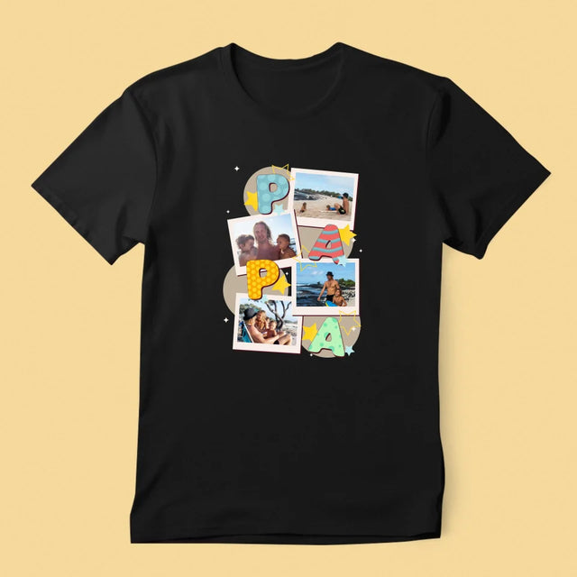 Fotocollage: Buchstaben Papa - T-Shirt Für Herren