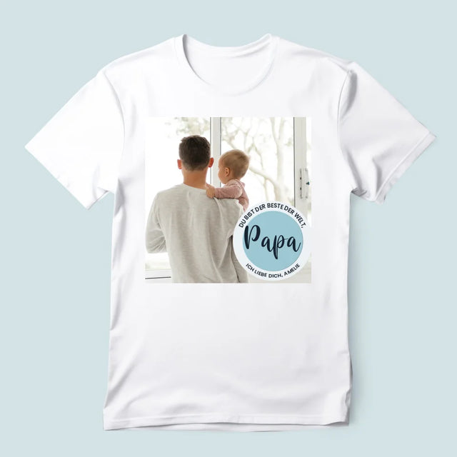 Foto Und Unterschrift: Der Beste Der Welt Papa - T-Shirt Für Herren