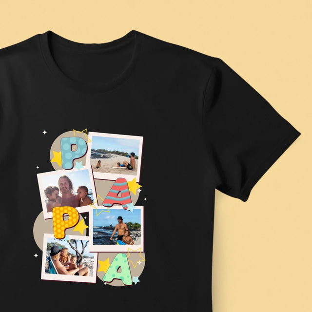 Fotocollage: Buchstaben Papa - T-Shirt Für Herren