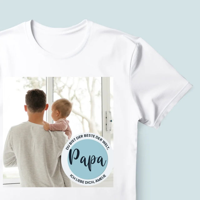 Foto Und Unterschrift: Der Beste Der Welt Papa - T-Shirt Für Herren