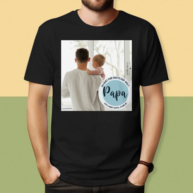 Foto Und Unterschrift: Der Beste Der Welt Papa - T-Shirt Für Herren