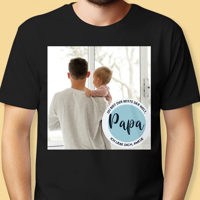 Foto Und Unterschrift: Der Beste Der Welt Papa - T-Shirt Für Herren