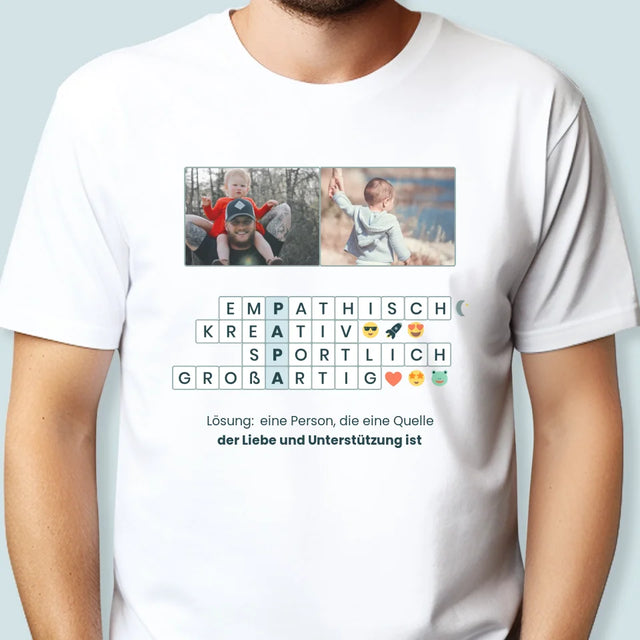 Foto Und Unterschrift: Papa Kreuzworträtsel - T-Shirt Für Herren