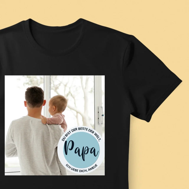 Foto Und Unterschrift: Der Beste Der Welt Papa - T-Shirt Für Herren