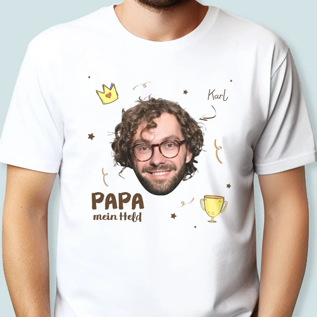 Foto Und Unterschrift: Held Papa - T-Shirt Für Herren