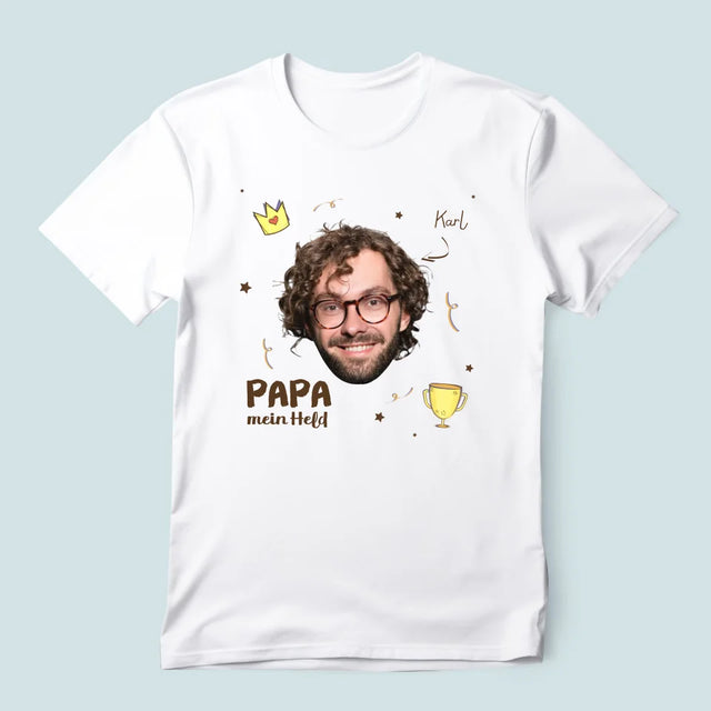 Foto Und Unterschrift: Held Papa - T-Shirt Für Herren