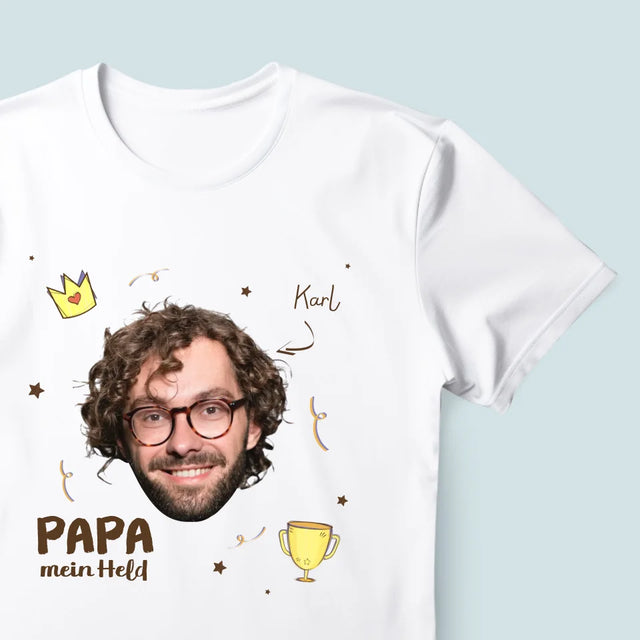 Foto Und Unterschrift: Held Papa - T-Shirt Für Herren