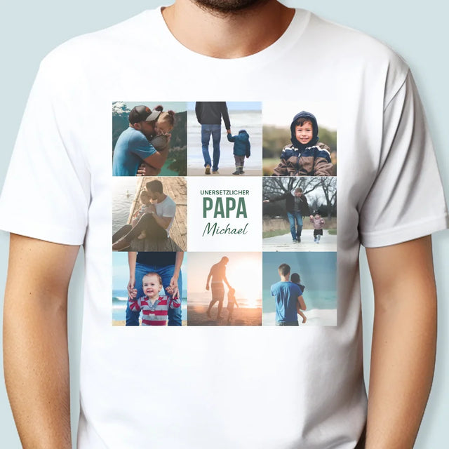 Fotocollage: Unersetzlicher Papa - T-Shirt Für Herren