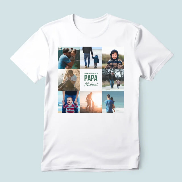 Fotocollage: Unersetzlicher Papa - T-Shirt Für Herren