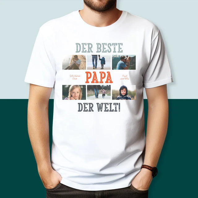 Fotocollage: Bester Papa Der Welt Fotos - T-Shirt Für Herren